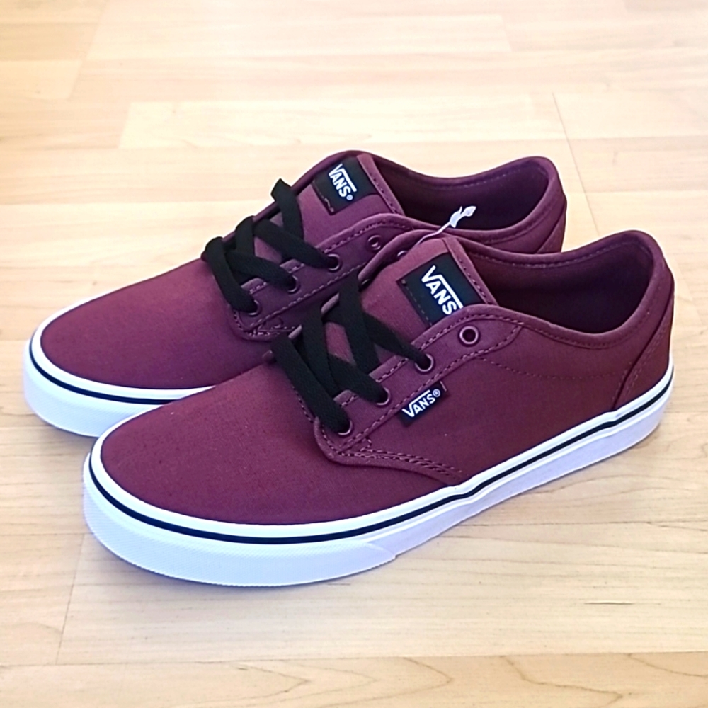 VANS Atwood Canvas Oxblood/White Classic Skate Shoes Size 5.5